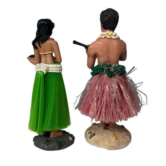 Hawaiian Hula Couple Bobble Head Dashboard Resin Doll Figurine 6.5" Multicolor - Picture 7 of 8